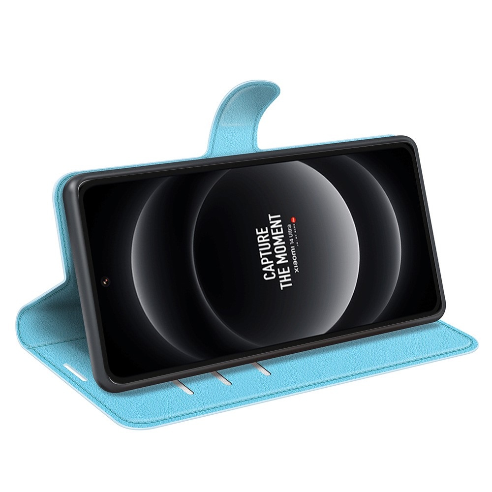 Litchi knížkové pouzdro na Xiaomi 14 Ultra - modré