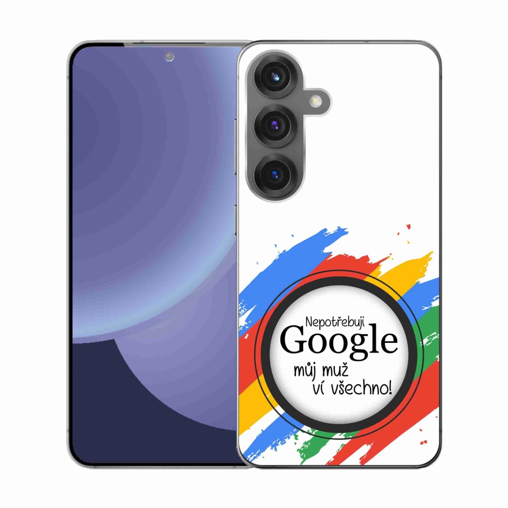 Gelový kryt mmCase na Samsung Galaxy S25 - muž ví všechno bílé pozadí