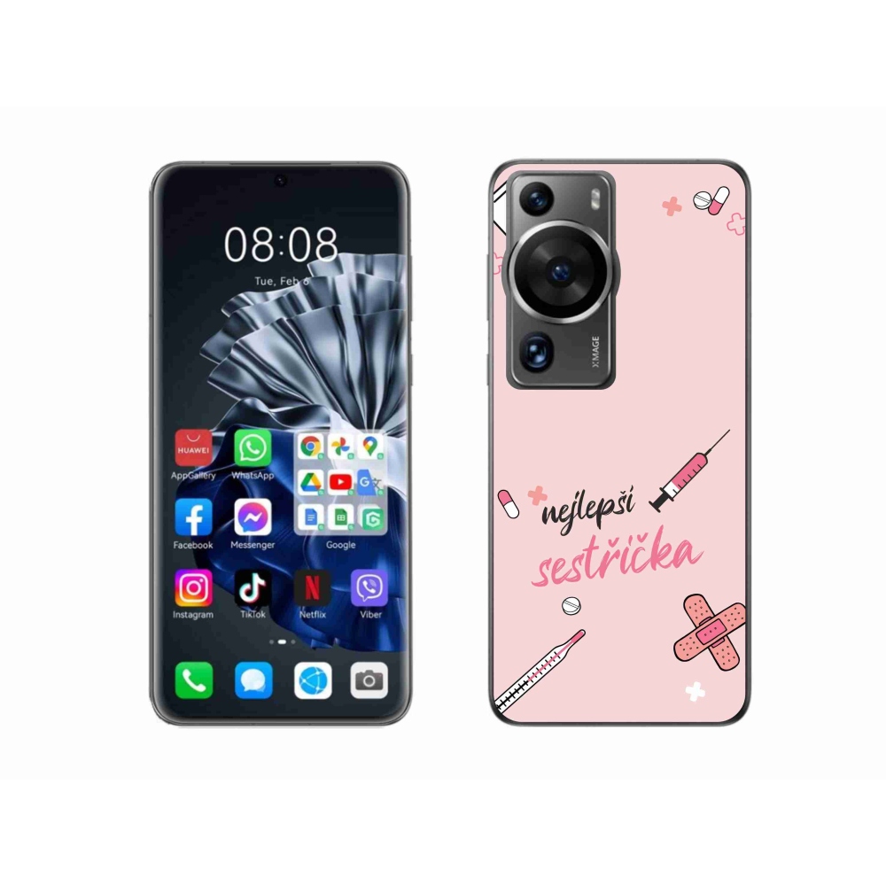 Gelový kryt mmCase na Huawei P60 Pro - nejlepší sestřička růžové pozadí