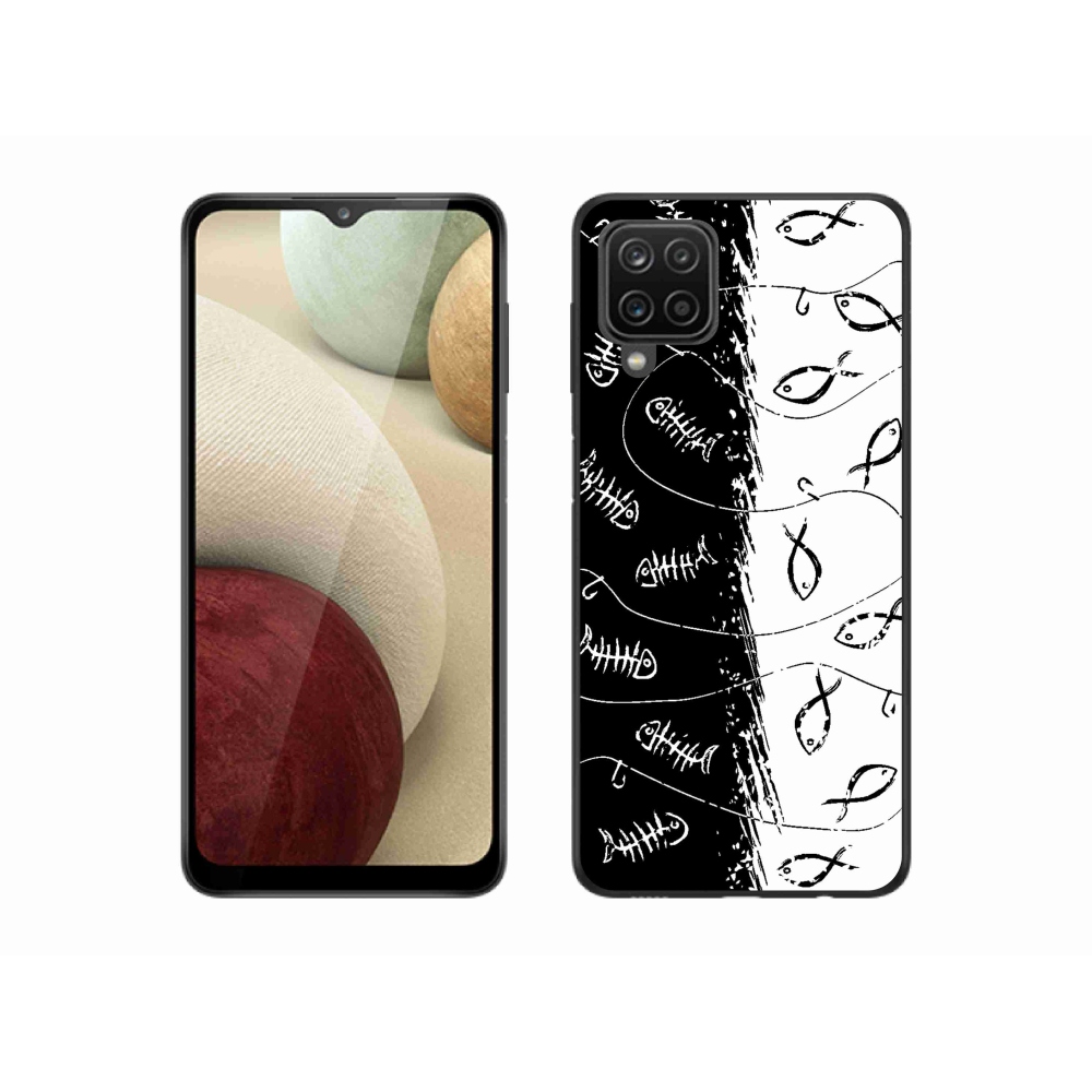 Gelový kryt mmCase na Samsung Galaxy A12 - kostry a rybky