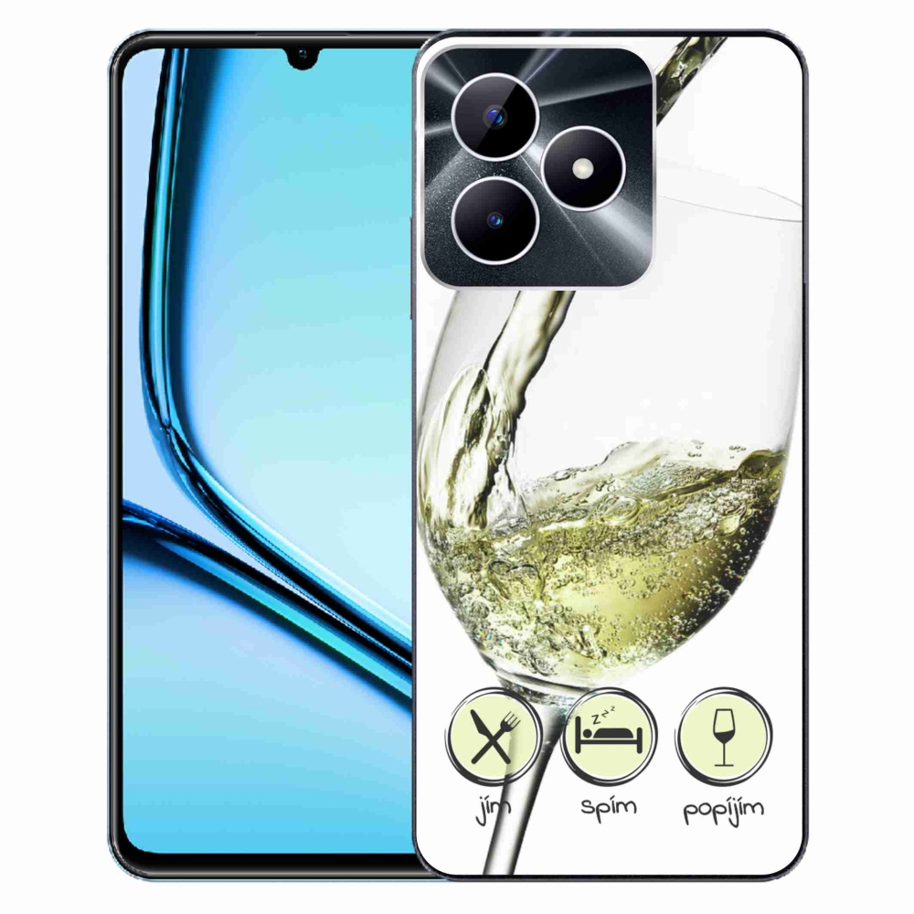 Gelový obal mmCase na Realme Note 50 - sklenička vína bílé
