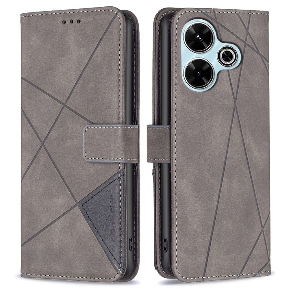 BINFEN knížkové pouzdro na Xiaomi Redmi 13 4G/Poco M6 4G - šedé