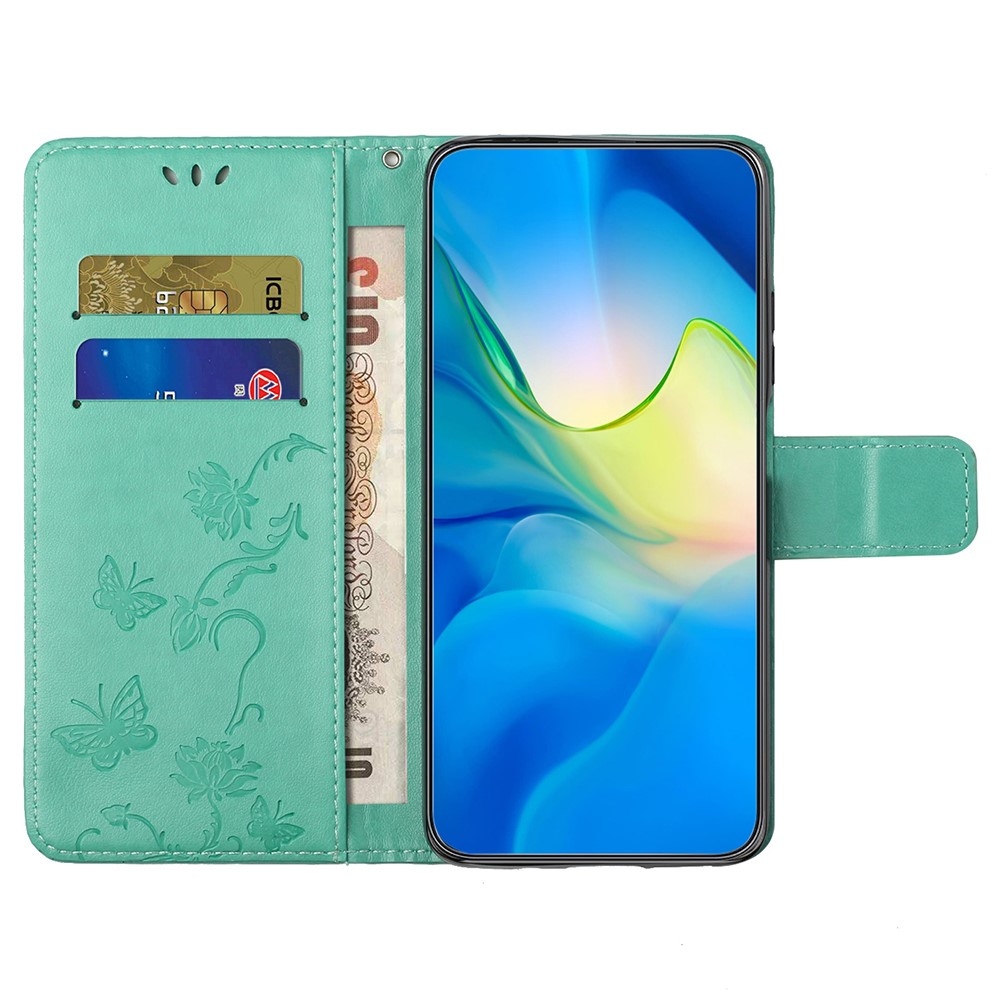 Flower knížkové pouzdro na Xiaomi Redmi Note 14 Pro 5G/Poco X7 5G/Note 14 Pro+ 5G - modrozelené