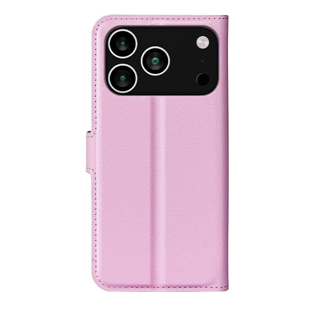 Litchi knížkové pouzdro na iPhone 17 Pro - růžový