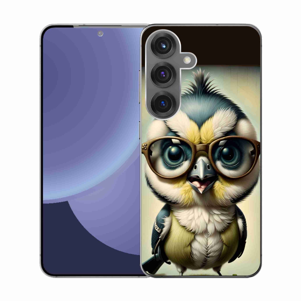 Gelový kryt mmCase na Samsung Galaxy S25 - mládě s brýlemi