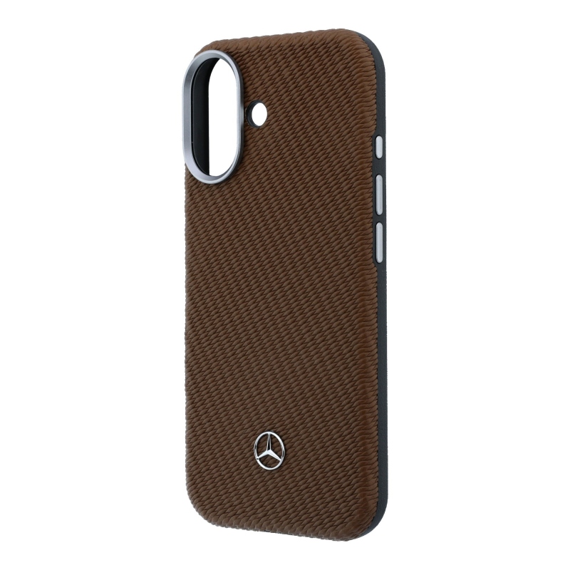 Mercedes PU Leather Wood Semi Wrap MagSafe Zadní Kryt pro iPhone 17 Camel