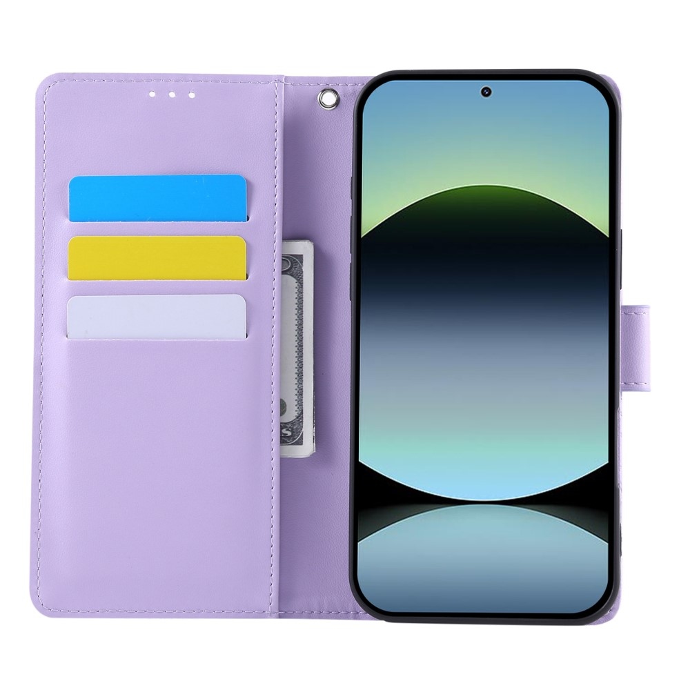 Rose knížkové pouzdro na Xiaomi Poco M7 Pro 5G/Note 14 5G - světlefialové