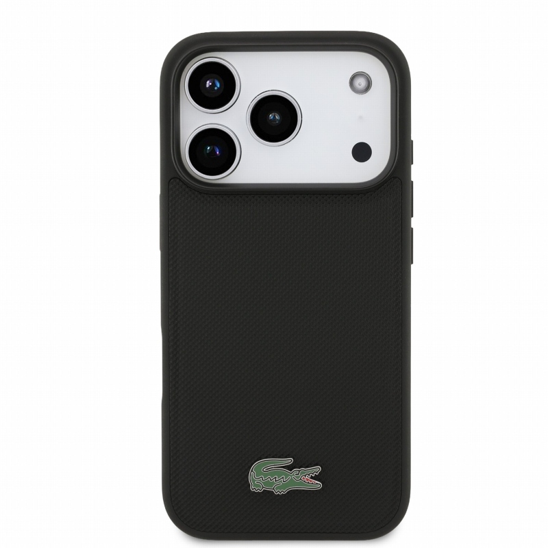 Lacoste PVC Iconic Petit Pique Metal Logo MagSafe Zadní Kryt pro iPhone 18 Pro Black