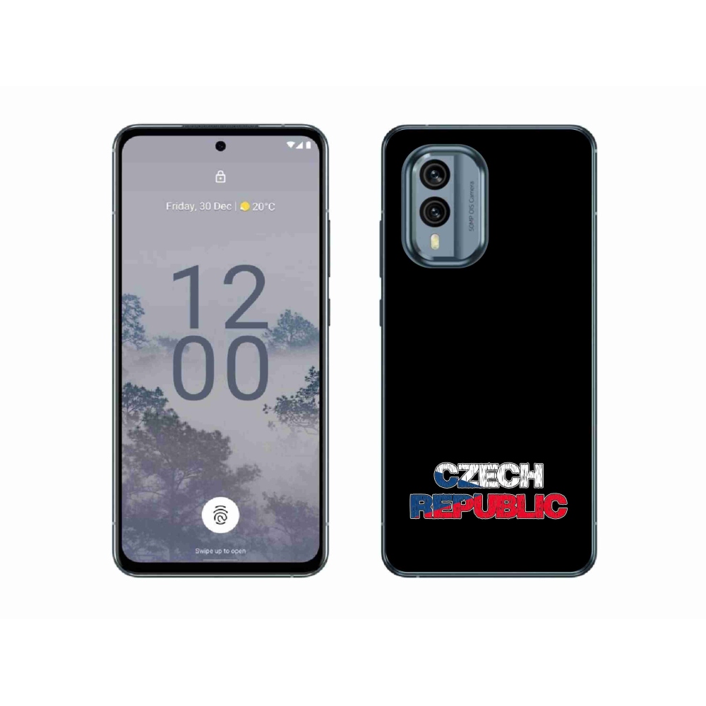 Gelový kryt mmCase na Nokia X30 5G - Czech Republic černé pozadí