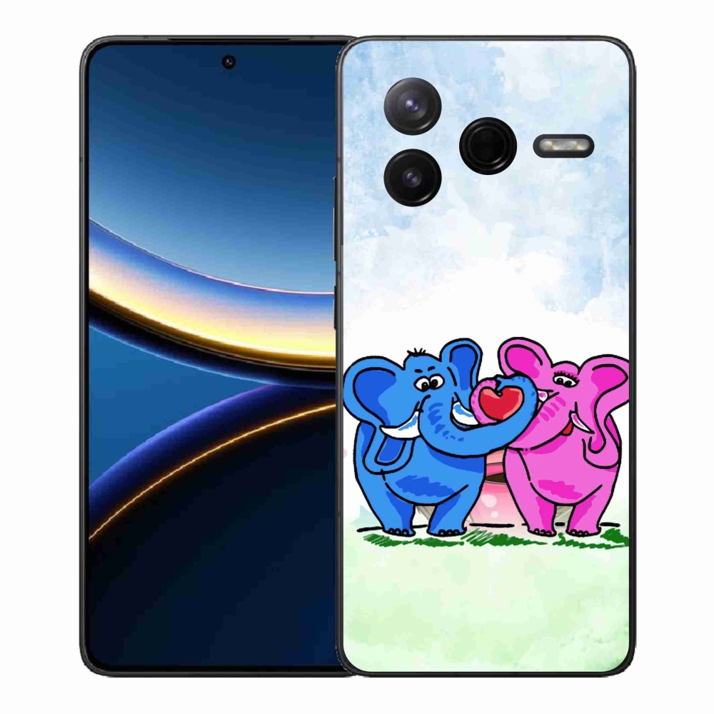 Gelový kryt mmCase na Xiaomi Poco F7 Pro - zamilovaní sloni