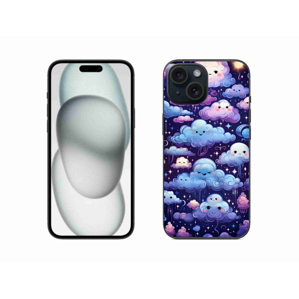 Gelový kryt mmCase na iPhone 15 - mráčky