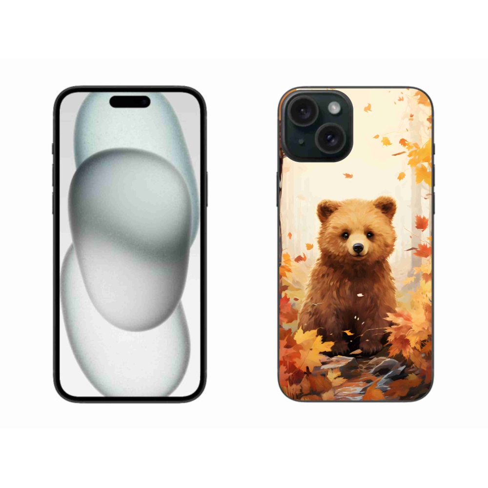 Gelový kryt mmCase na iPhone 15 Plus - medvěd v lese