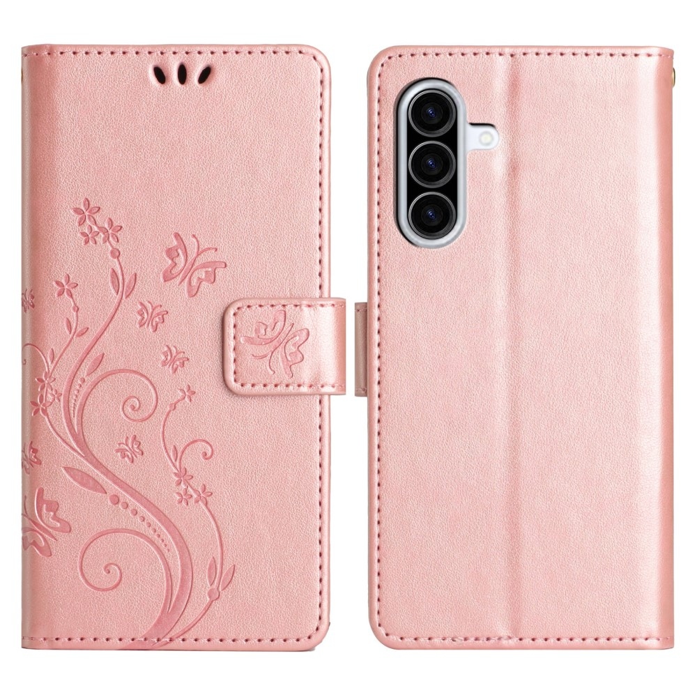 Flowers knížkové pouzdro na Samsung Galaxy A36 5G - růžovozlaté