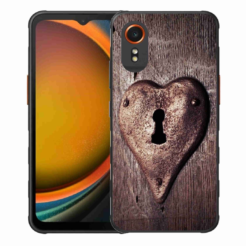 Gelový kryt mmCase na Samsung Galaxy Xcover 7 - zámek ve tvaru srdce
