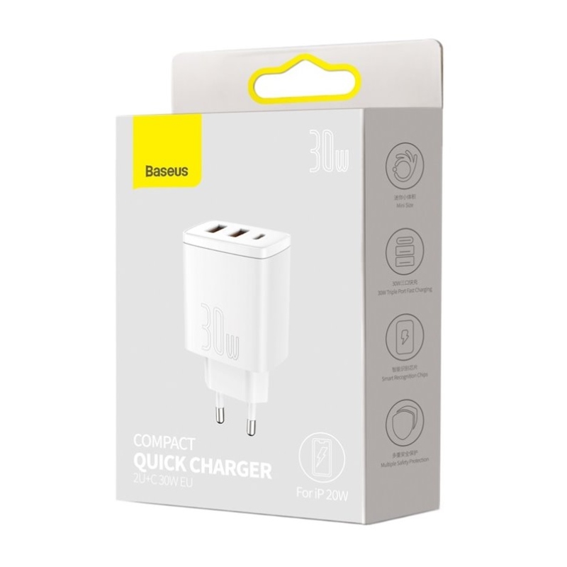 Baseus CCXJ-E02 Compact Quick Nabíječka USB-C 30W White