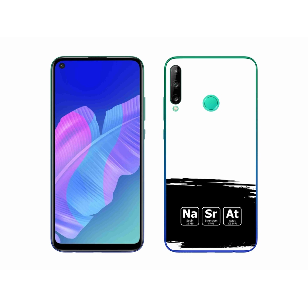Gelový kryt mmCase na Huawei P40 Lite E - chemické prvky černobílé pozadí