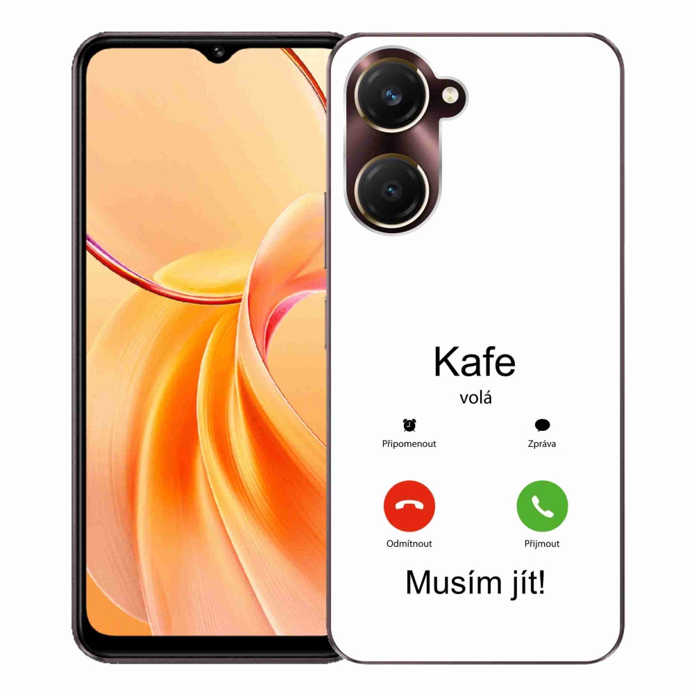 Gelový kryt mmCase na Vivo Y28s 5G - kafe volá bílé pozadí