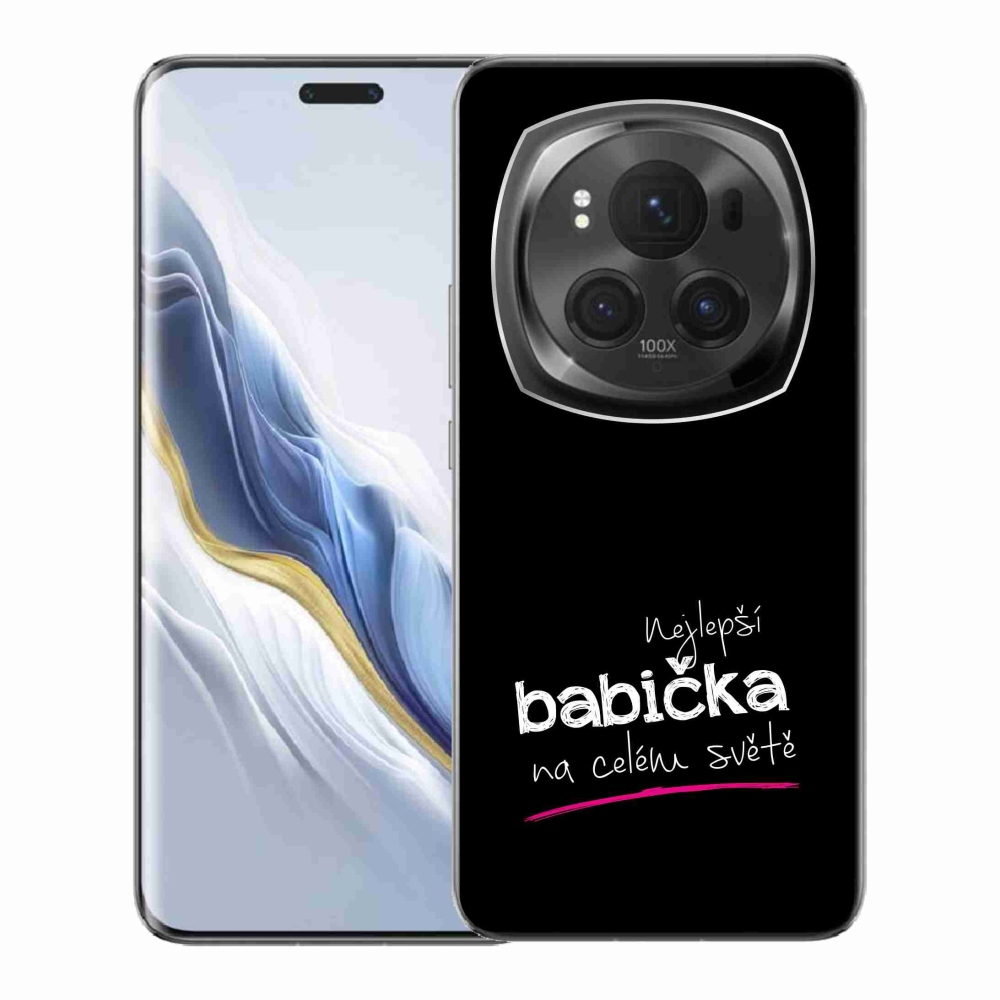 Gelový kryt mmCase na Honor Magic 6 Pro 5G - nejlepší babička 4 černé pozadí