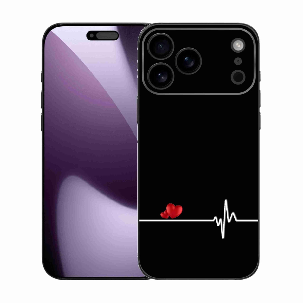 Gelový kryt mmCase na iPhone 17 Pro Max - srdce a tep černé pozadí