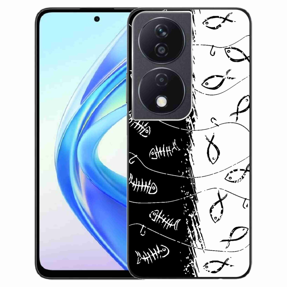 Gelový kryt mmCase na Honor X7b/Honor 90 Smart - kostry a rybky