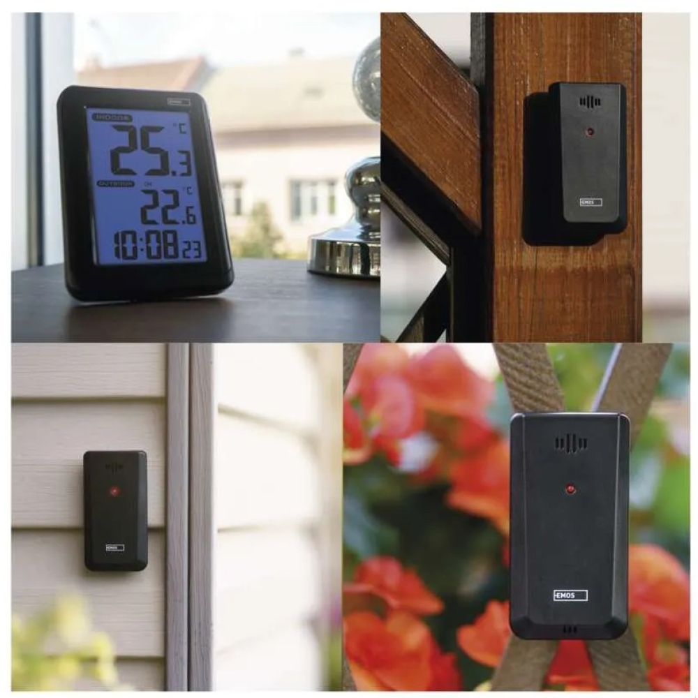 Digitální teploměr, bezdrátové čidlo, budík E8636