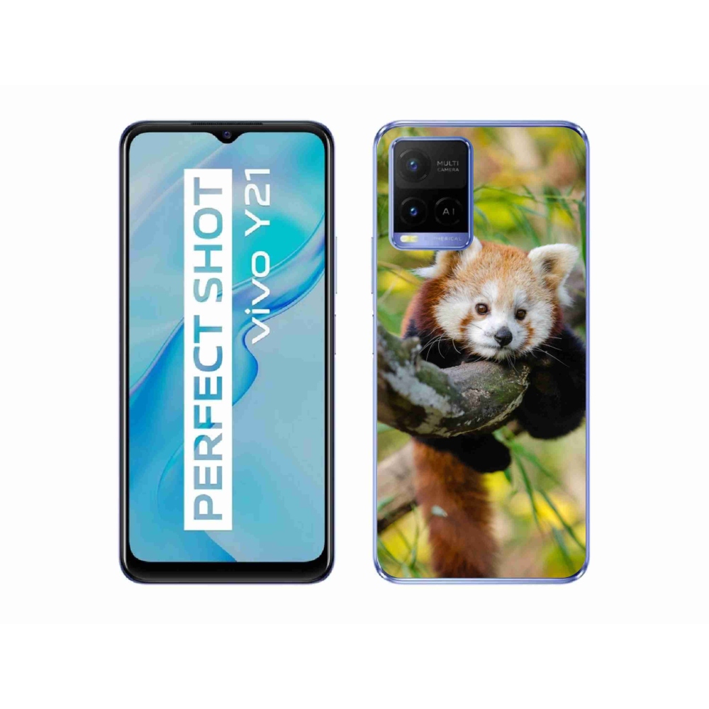 Gelový kryt mmCase na Vivo Y21/Y21s/Y33s - panda červená