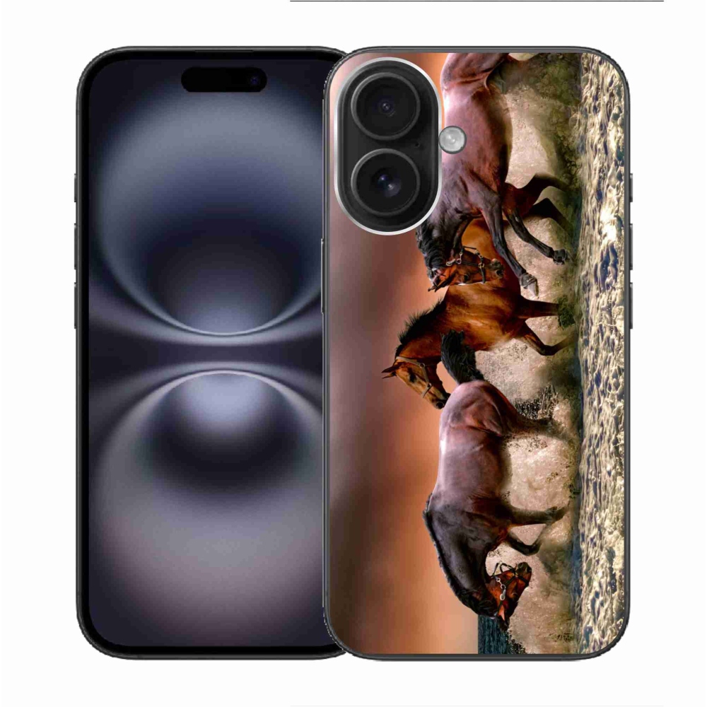 Gelový obal mmCase na iPhone 16 - koně 1