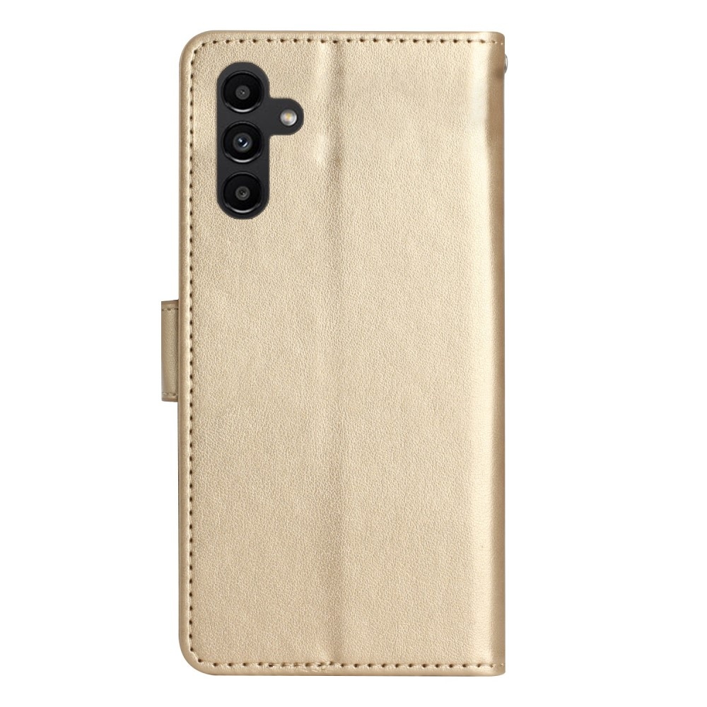 Flowers knížkové pouzdro na Samsung Galaxy A05s - zlaté