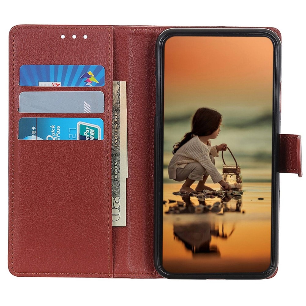 Litchie knížkové pouzdro na Xiaomi Poco C65/Redmi 13C 4G/5G - hnědé