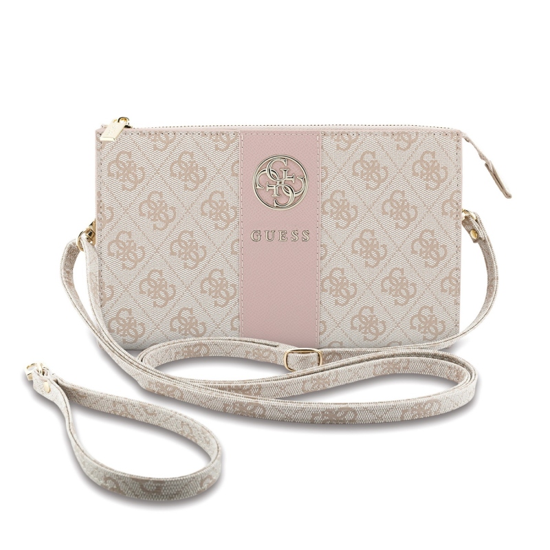 Guess PU 4G Stripe Metal Logo Kabelka na Telefon Pink