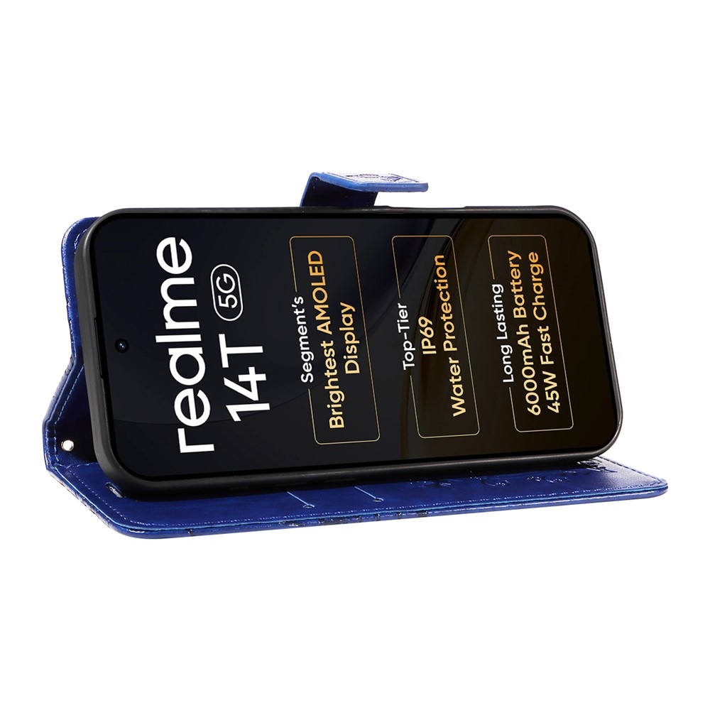 Big Butterfly knížkové pouzdro na Realme 14 5G/14T 5G - modré