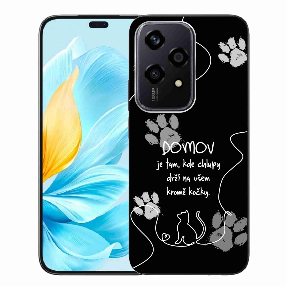 Gelový kryt mmCase na Honor 200 Lite 5G - kočičí motiv černé pozadí
