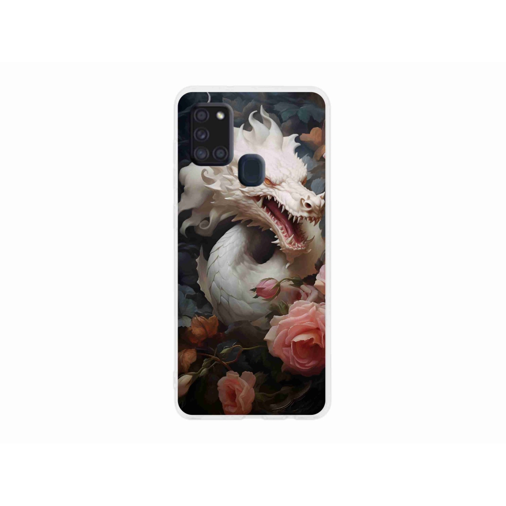 Gelový kryt mmCase na Samsung Galaxy A21s - bílý drak