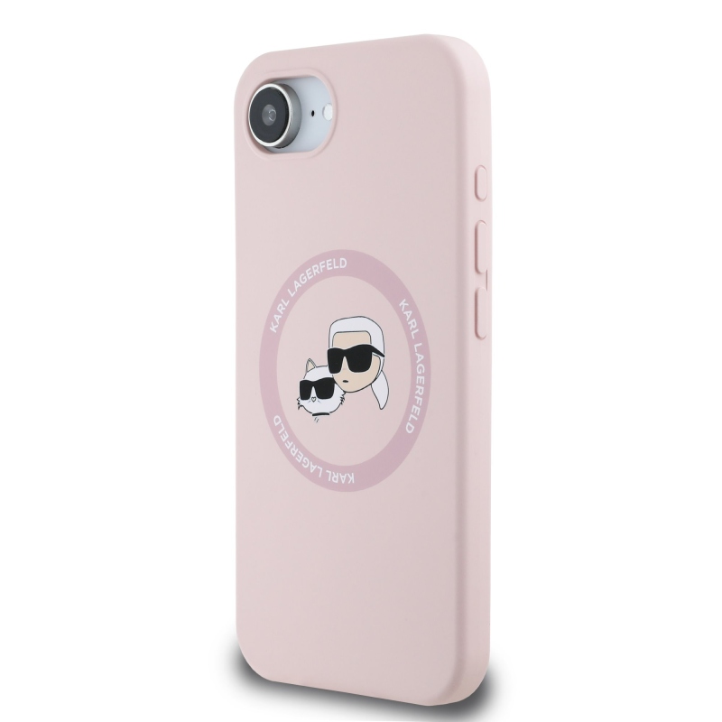 Karl Lagerfeld Liquid Silicone K&CH Heads MagSafe Zadní Kryt pro iPhone 16e Pink