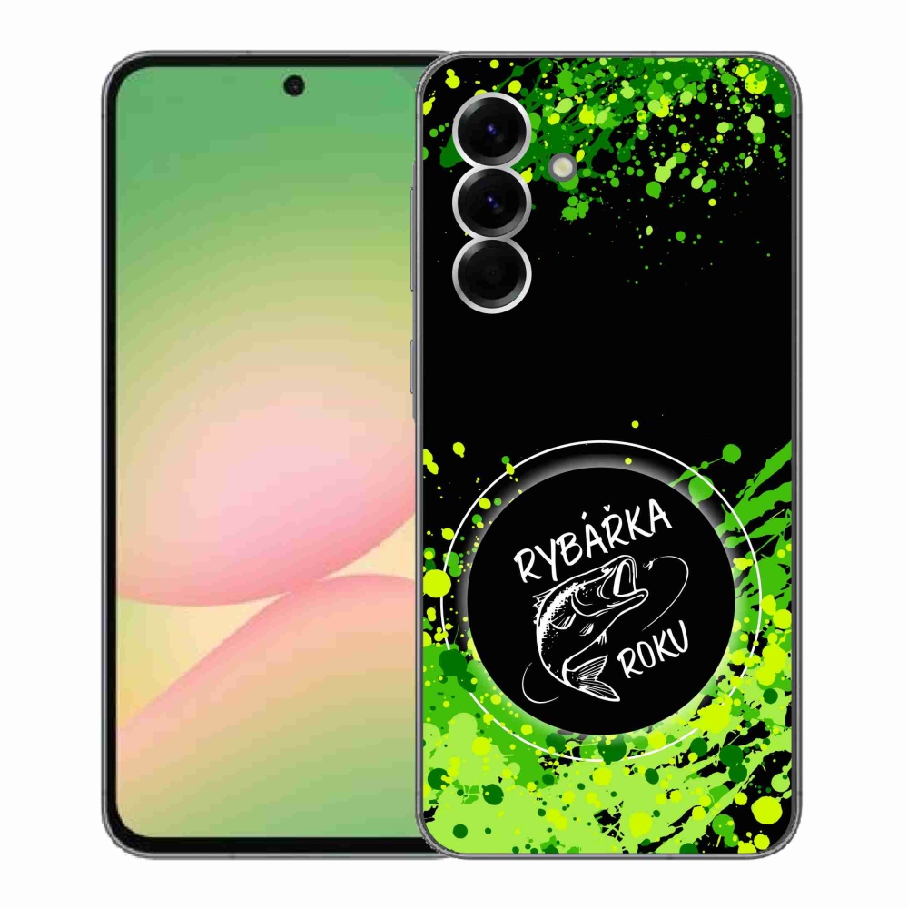 Gelový kryt mmCase na Samsung Galaxy A56 5G - rybářka roku černé pozadí