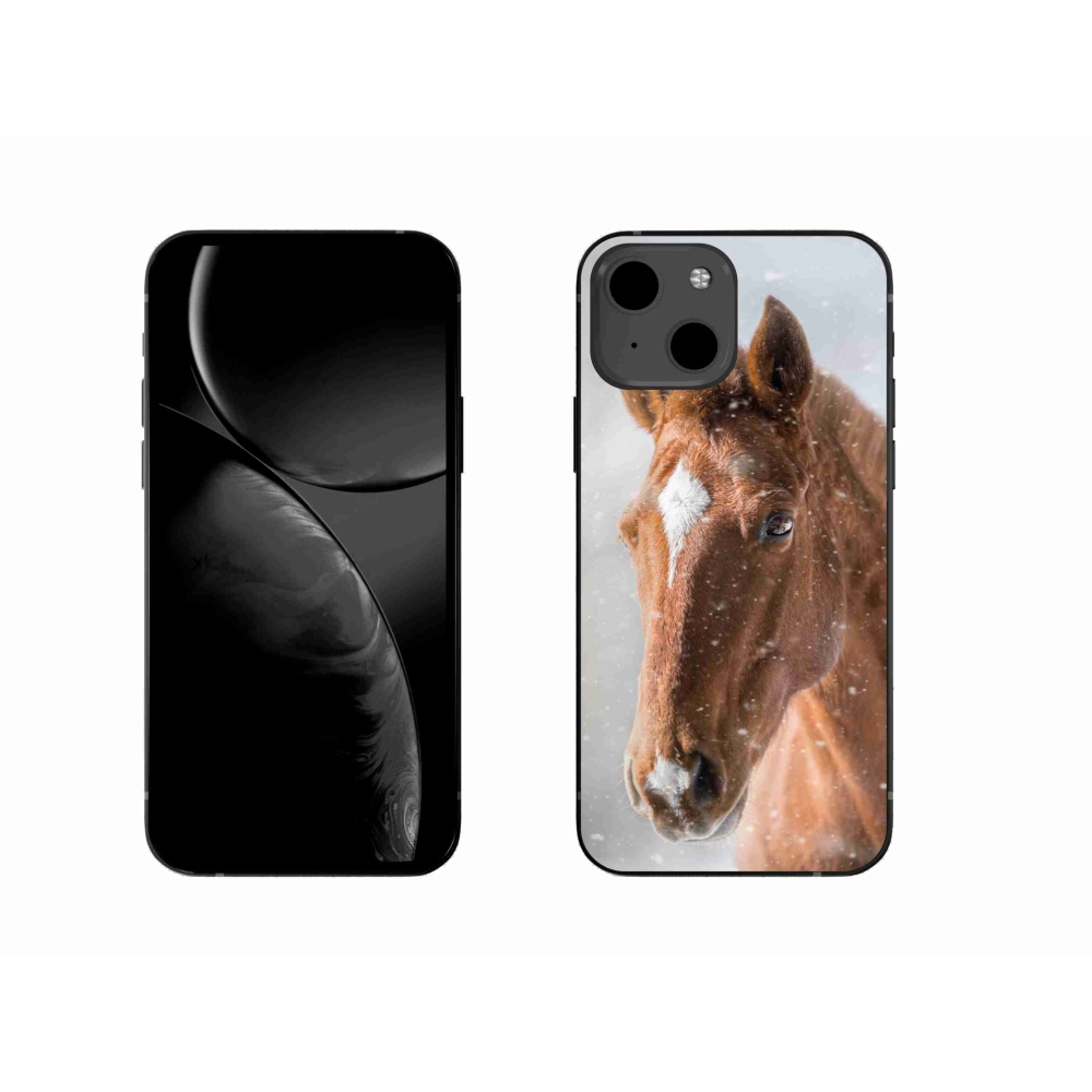 Gelový kryt mmCase na iPhone 13 - hnědý kůň 2