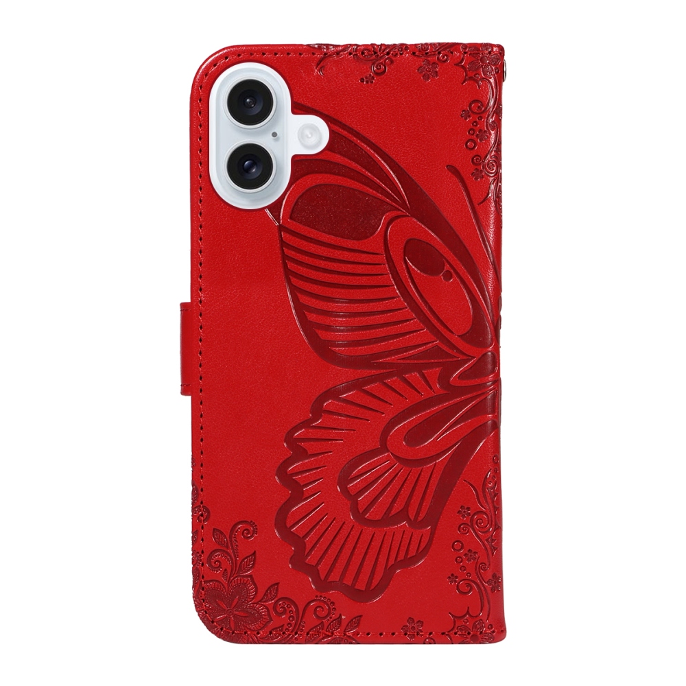 Floral Butterfly knížkové pouzdro na iPhone 17 - červené