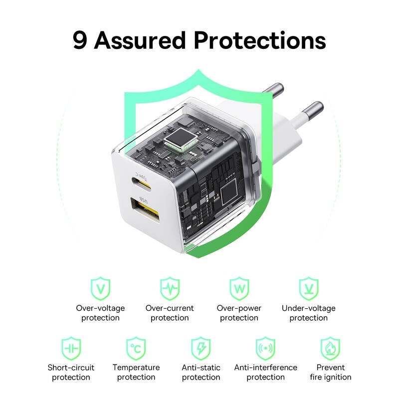 Baseus Palm Fast Nabíječka USB-A + USB-C 30W White