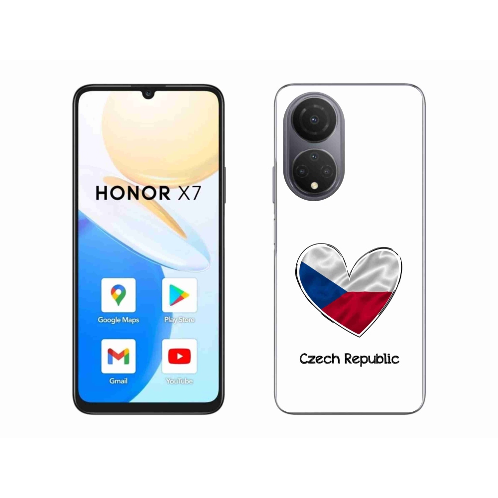 Gelový kryt mmCase na Honor X7 - vlajka srdce bílé pozadí