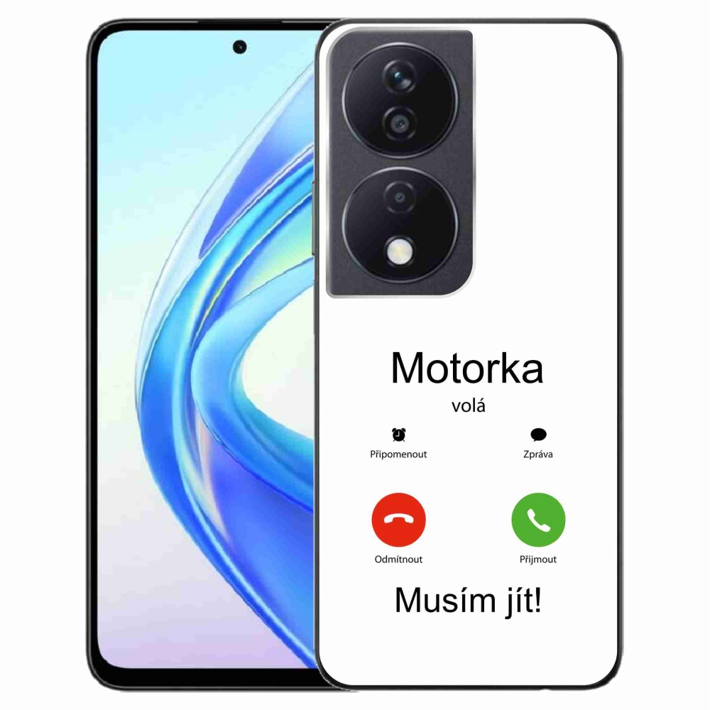 Gelový kryt mmCase na Honor X7b/Honor 90 Smart - motorka volá bílé pozadí