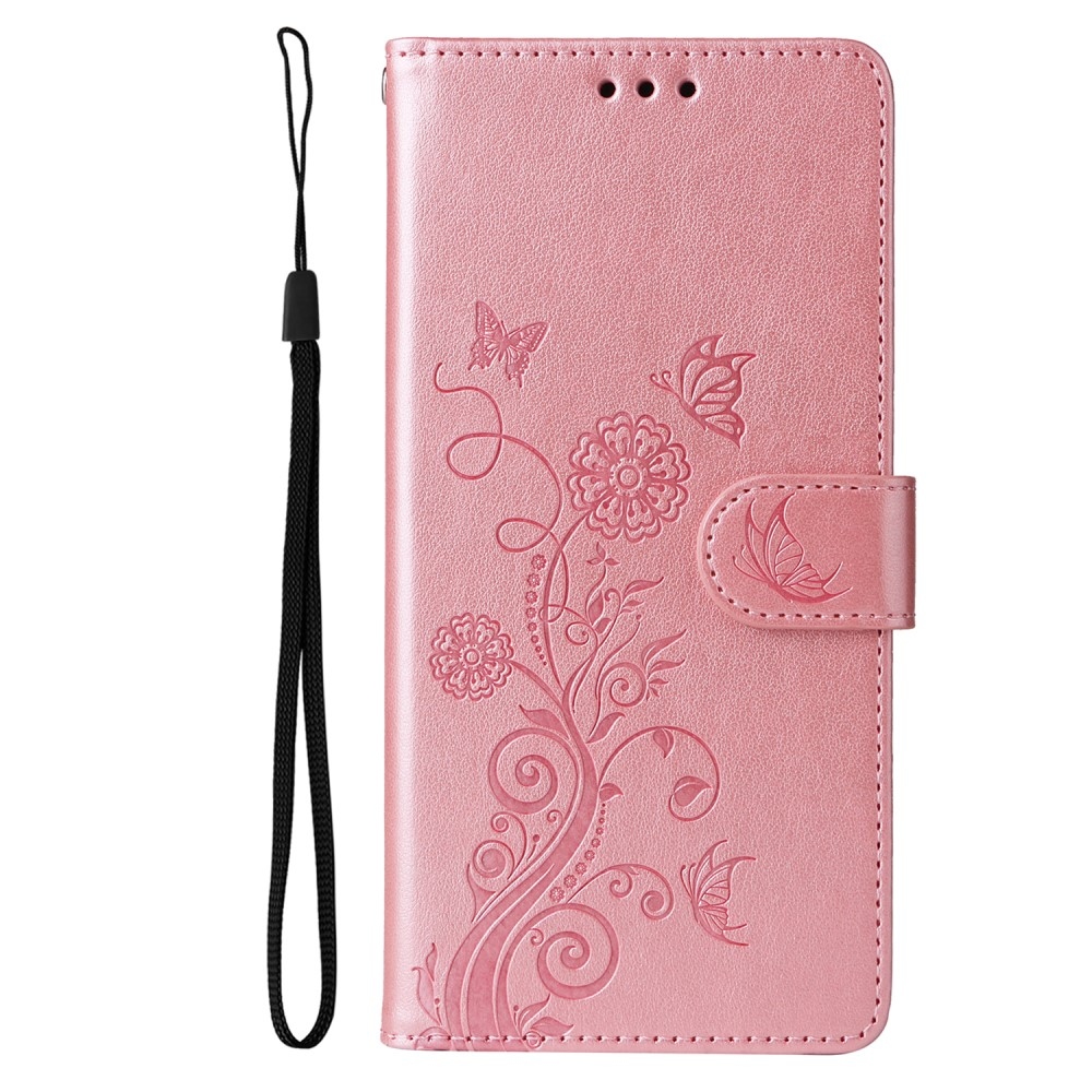 Flowery knížkové pouzdro na Realme 14 Pro+ 5G - růžové