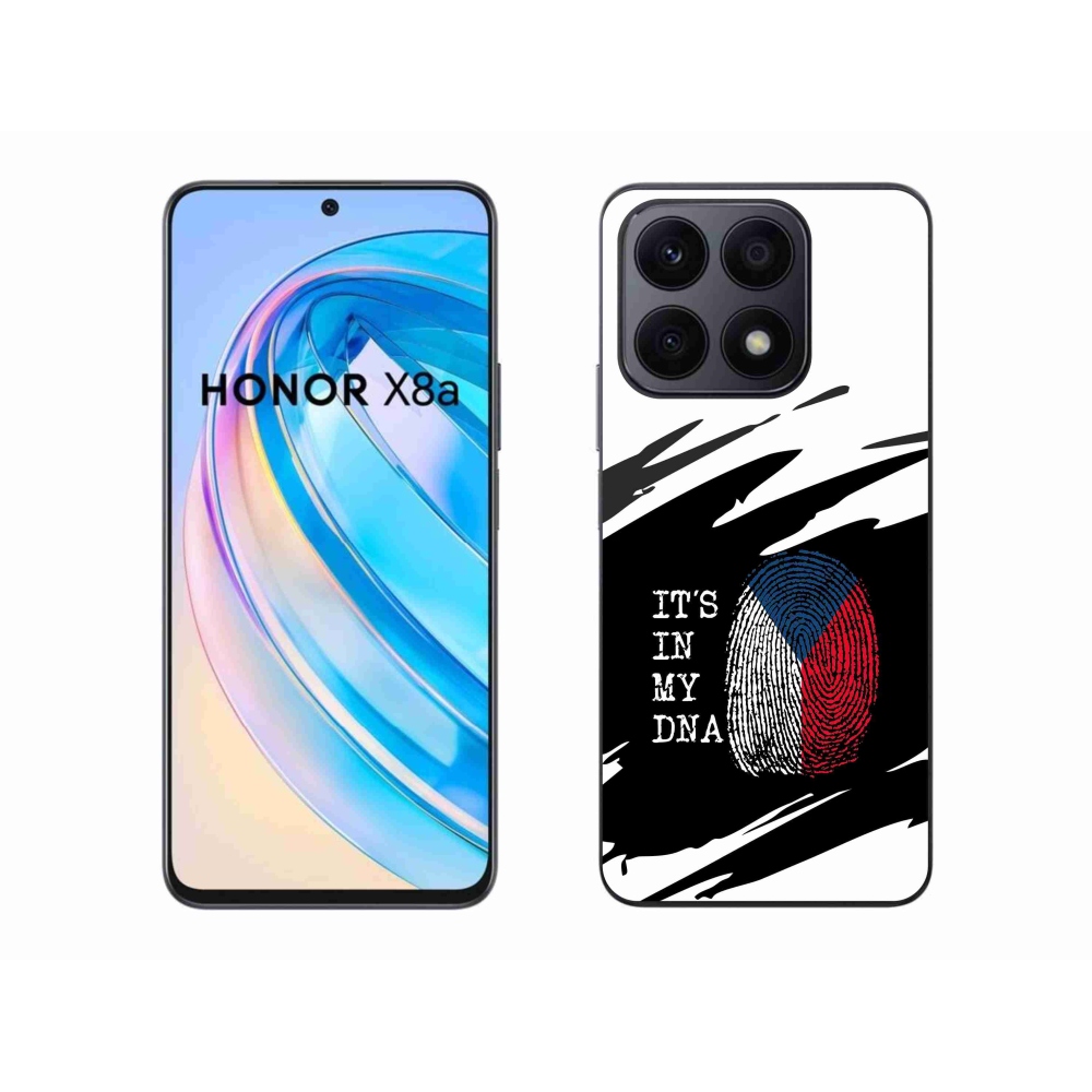 Gelový kryt mmCase na Honor X8a - vlajka otisk prstu černobílé pozadí