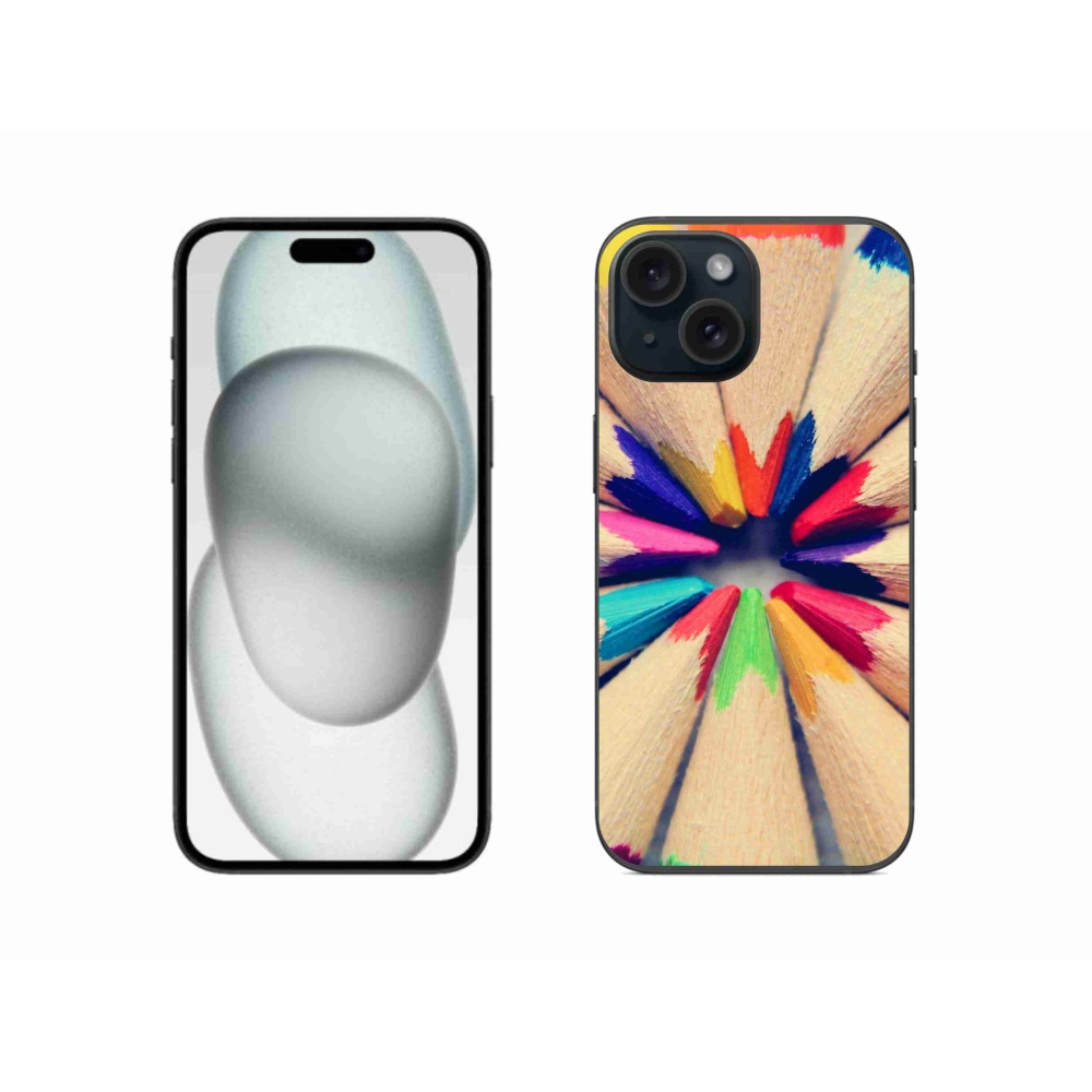 Gelový kryt mmCase na iPhone 15 - pastelky 