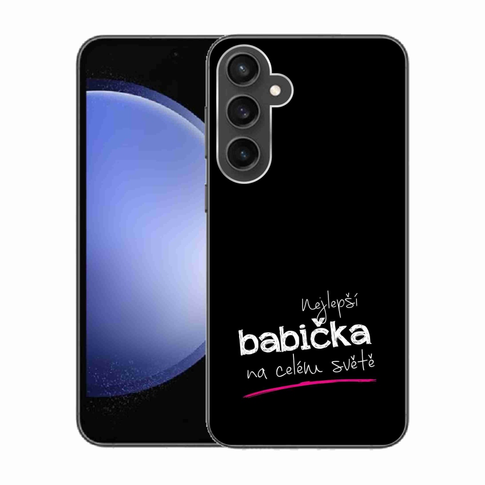Gelový kryt mmCase na Samsung Galaxy S23 FE - nejlepší babička 4 černé pozadí