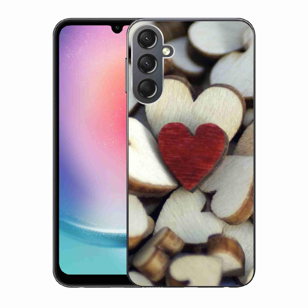 Gelový kryt mmCase na Samsung Galaxy A24 - gravírované červené srdce 