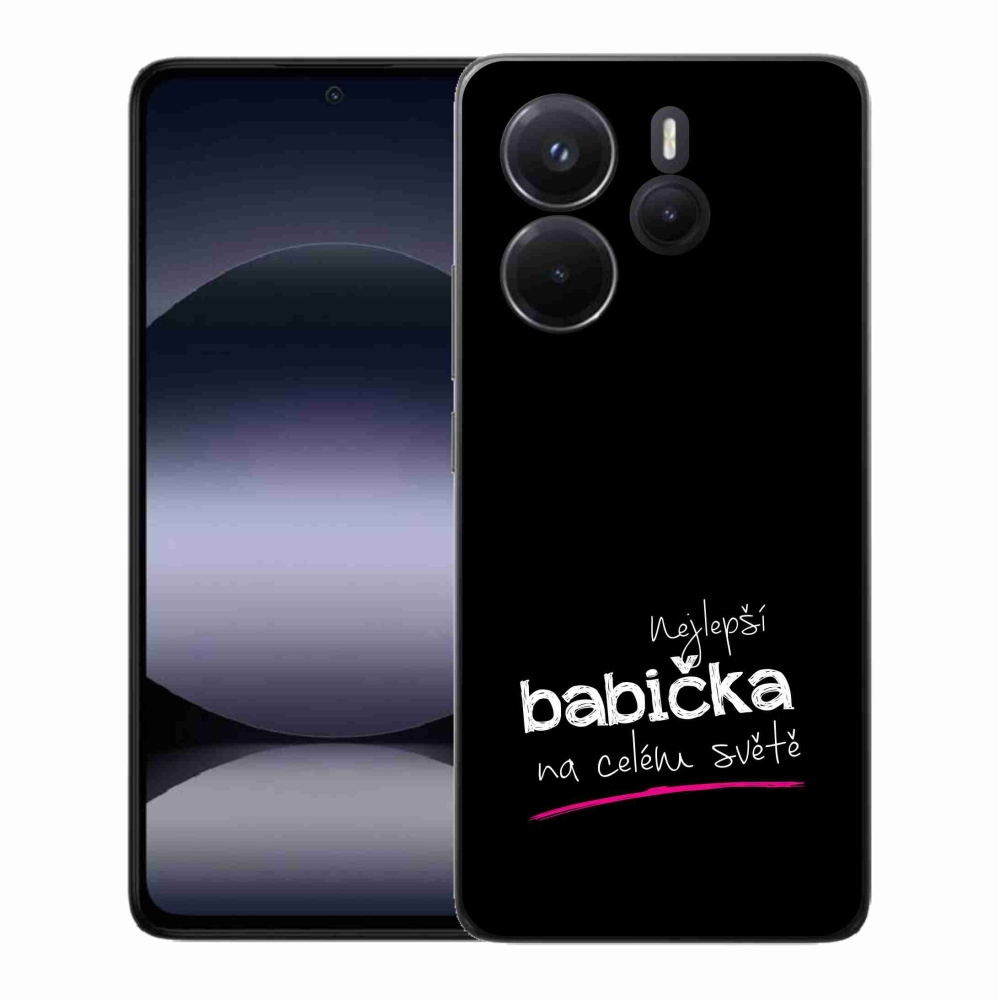Gelový kryt mmCase na Xiaomi Redmi Note 14 - nejlepší babička 4 černé pozadí
