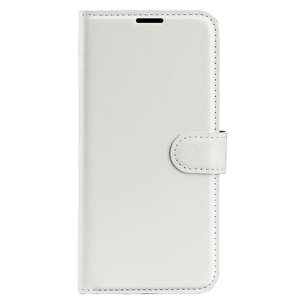 Litchi knížkové pouzdro na Samsung Galaxy S25+ - bílé