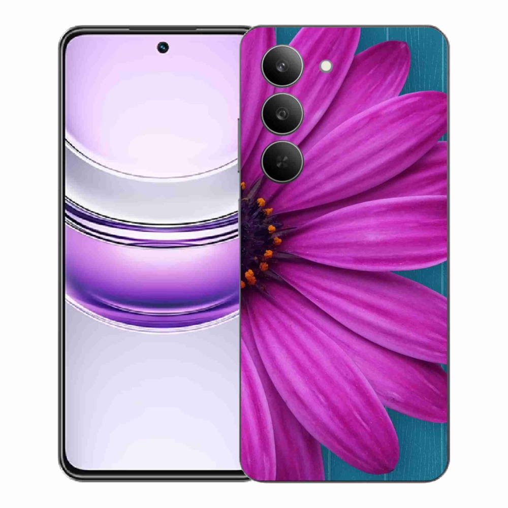 Gelový kryt mmCase na Realme 14x 5G - fialová kopretina