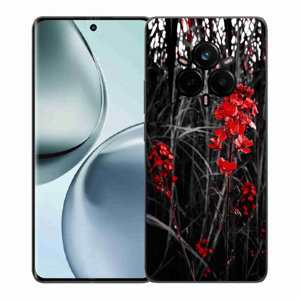 Gelový kryt mmCase na Realme 14 Pro+ 5G - červená rostlina