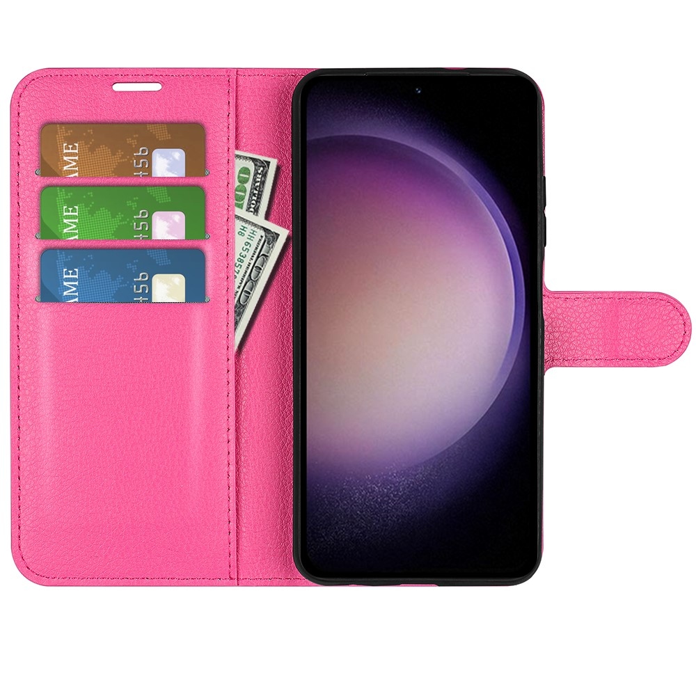 Litchi knížkové pouzdro na Samsung Galaxy S23 FE - rose